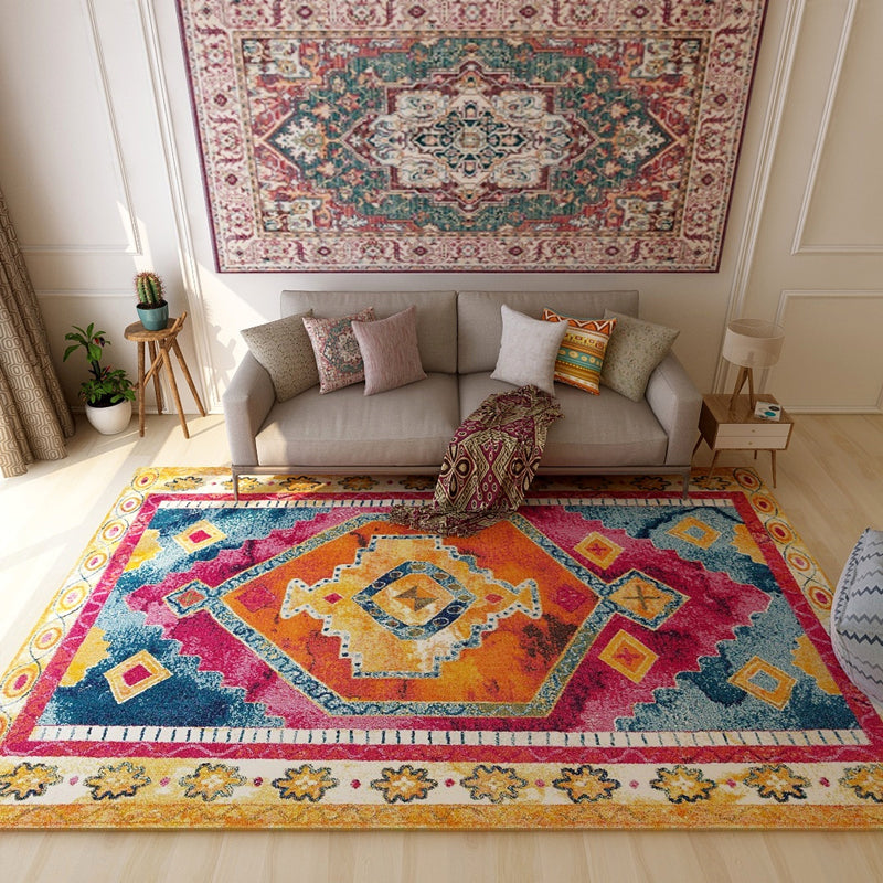 BowLift | Color back Moroccan style rug Polymer geometric pattern rug non-slip bottom machine washable stain-resistant rug for indoor use