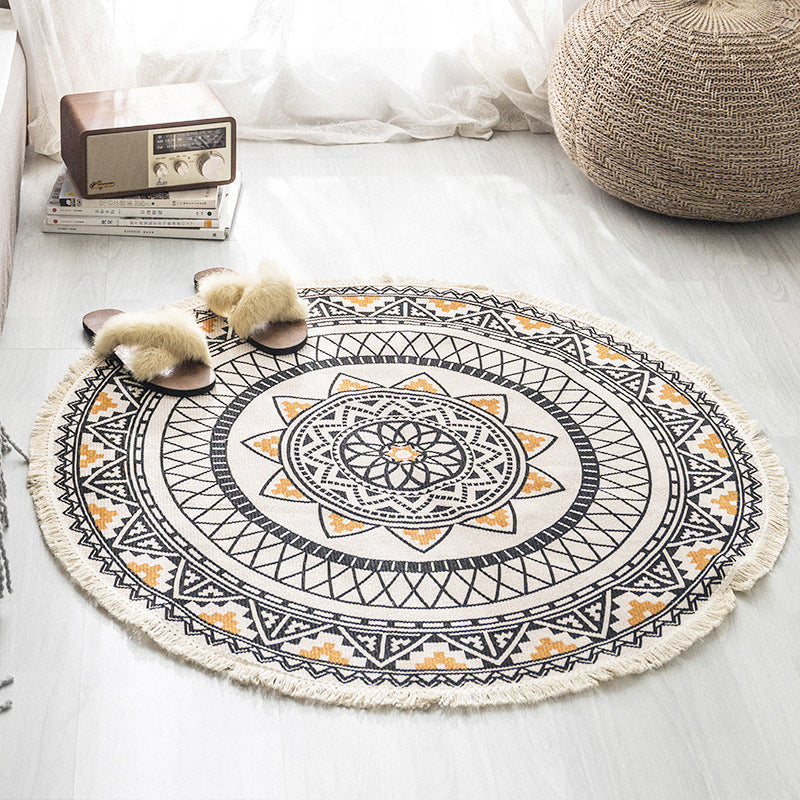 BowLift | Boho-Chic Bedroom Rug Multicolored Mandala Rug Made of Cotton Washable Area Rug