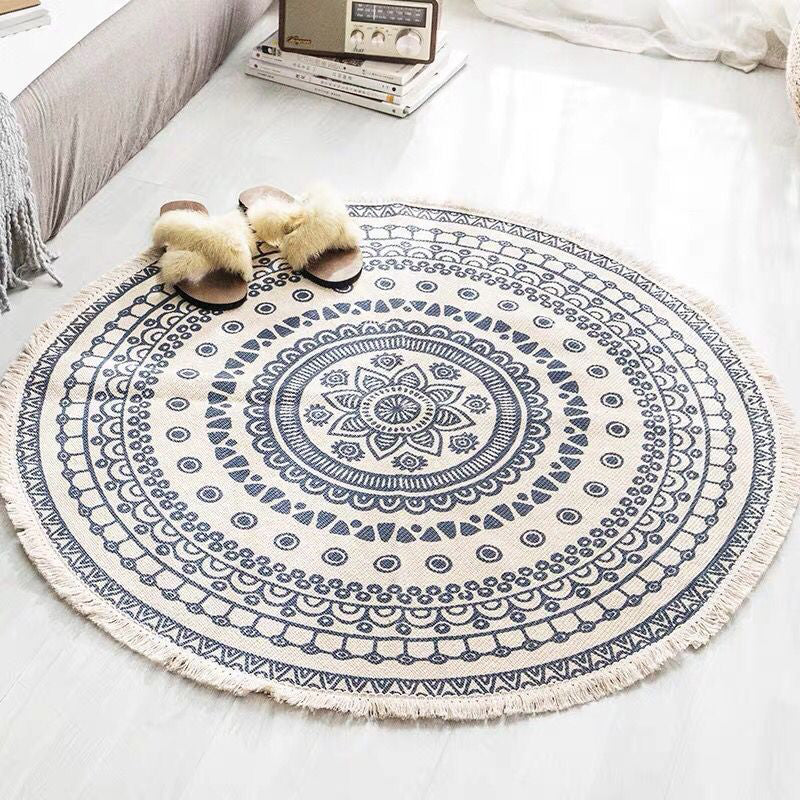 BowLift | Boho-Chic Bedroom Rug Multicolored Mandala Rug Made of Cotton Washable Area Rug