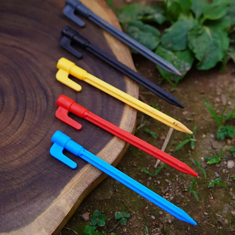 BowLift | Plastic Tent Stakes with Hooks – Camping Tent Pegs for Tarps and Canopies