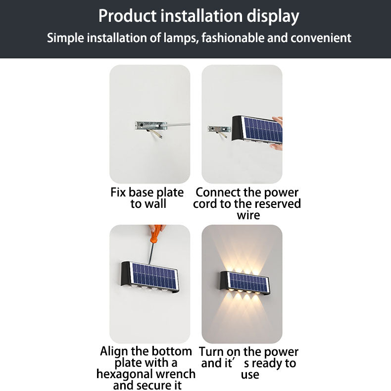 BowLift | Modern Simplicity Solar Waterproof Rectangular ABS PMMA LED Wall Light Lamp For Outdoor Patio