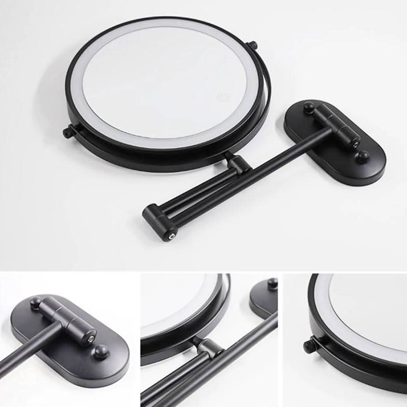 BowLift | Black LED Rechargeable Makeup Mirror – 3-Color Light