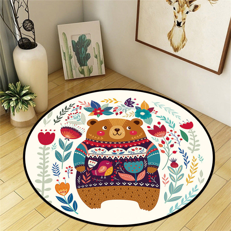 BowLift | Beautiful Multicolor Cartoon Rug Polyester Animal Print Rug Non-Slip Machine Washable Dirt-Repellent Rug for the Children's Room