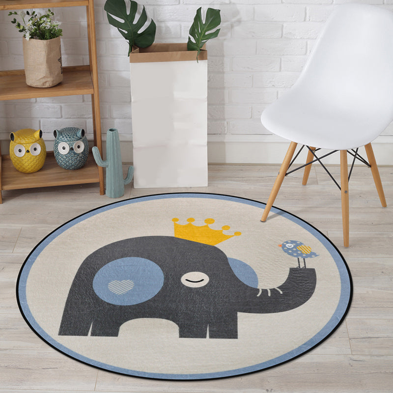 BowLift | Cartoon Animal Drawing Print Rug Multicolor Polypropylene Rug Machine washable Non-slip backing Stain-resistant rug for children's room
