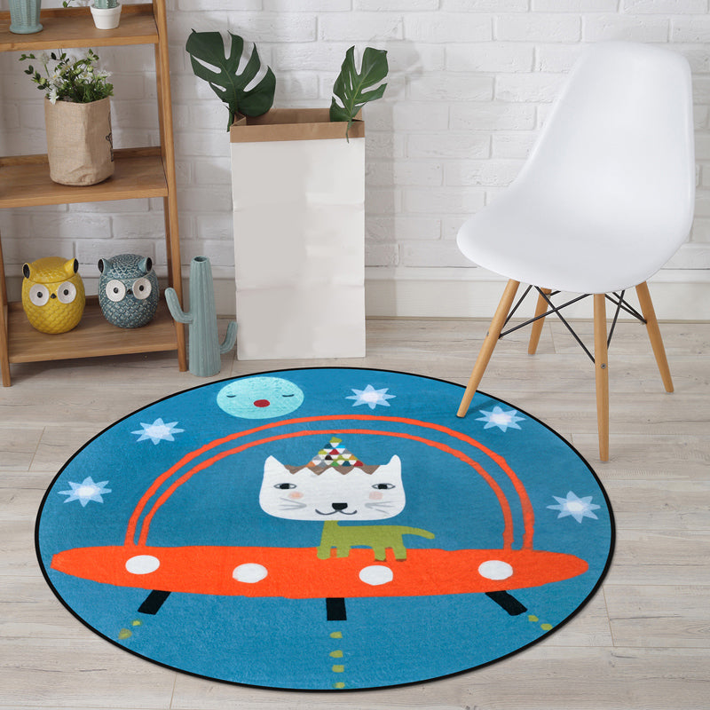 BowLift | Cartoon Animal Drawing Print Rug Multicolor Polypropylene Rug Machine washable Non-slip backing Stain-resistant rug for children's room
