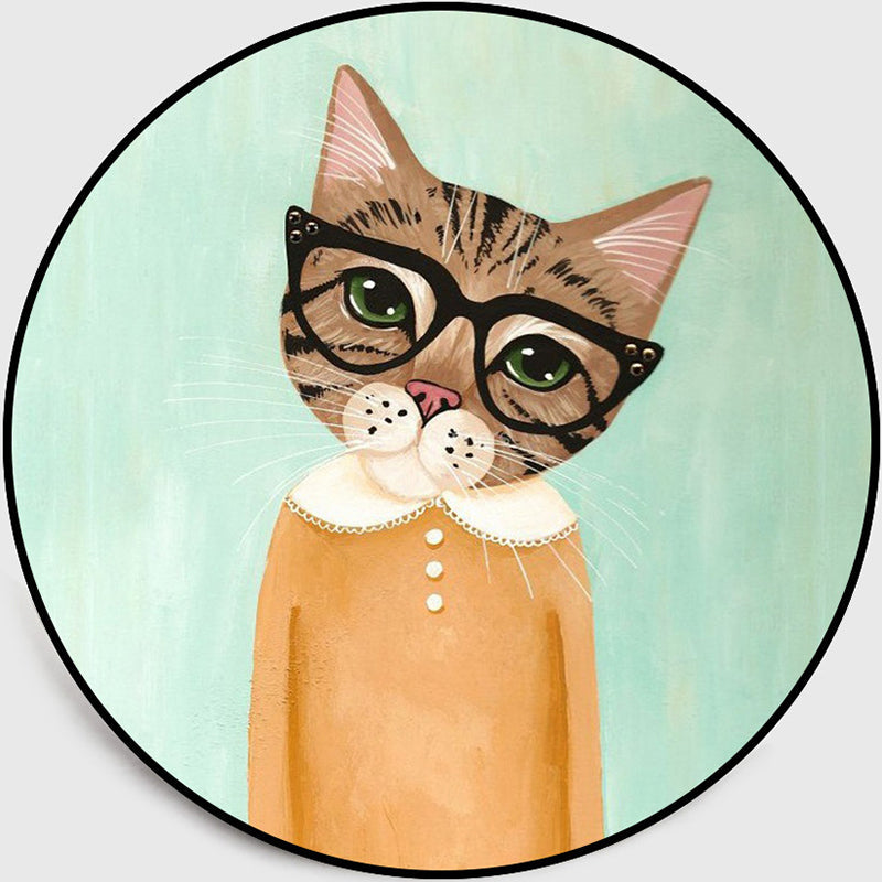 BowLift | Cool Multicolored Men's Cat Rug Polyester Cartoon Rug Pet-Friendly Non-Slip Washable Rug for the Bedroom