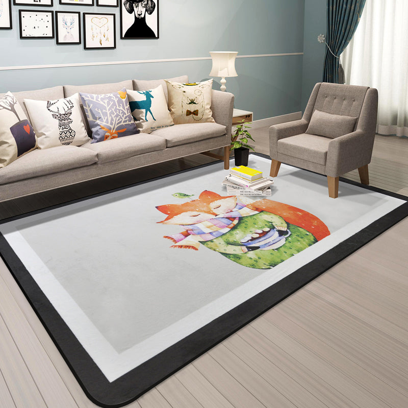 BowLift | Cartoon Animal Gentleman Rug Multicolor Polypropylene Rug Washable Pet Friendly Non-Slip Underlay Rug for Living Room