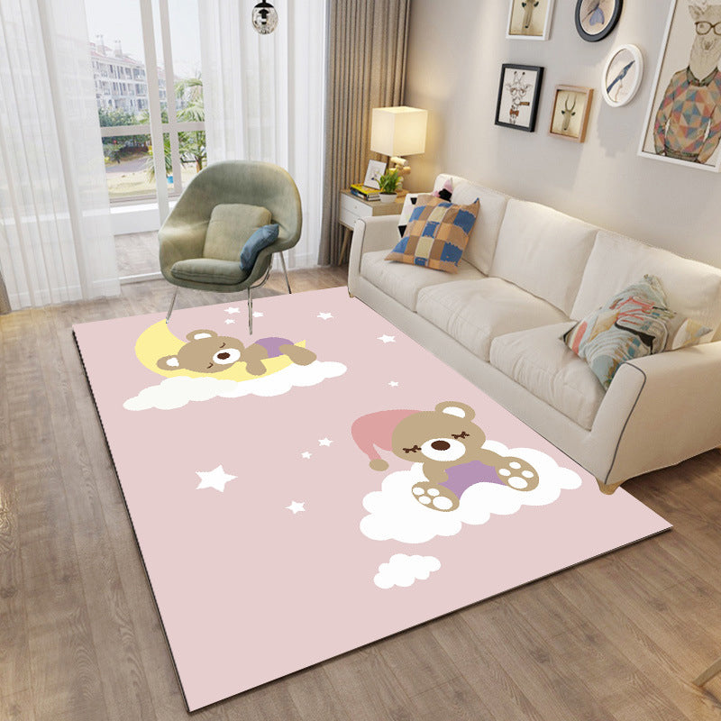 BowLift | Childly Multicolored Cartoon Rug Polypropylene Animal Print Rug Non-Slip Stain Resistant Pet Friendly Rug for the Children’s Room