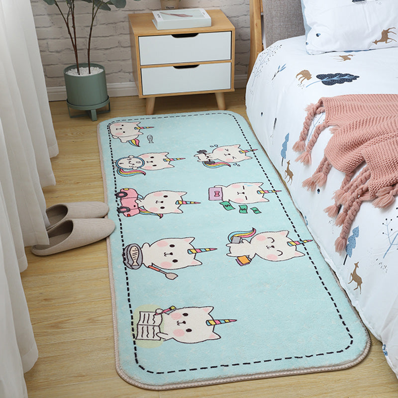 BowLift | Children's Room Rug Multicolored Animal Sketches Rug Cotton Machine Washable Rug