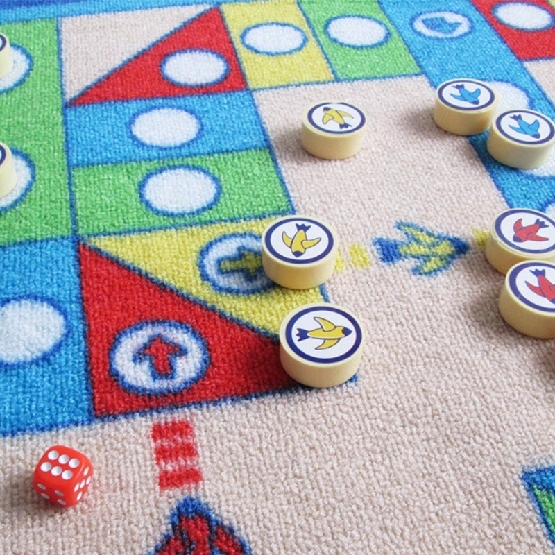 BowLift | Playable Child Rug blue Airplane Chess Game Rug Non-Slip Backing Pet Friendly Stain Resistant Carpet for Preschool