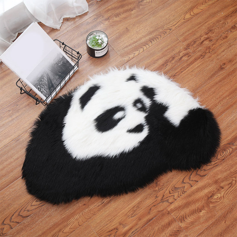 BowLift | Fluffy Kids Rug Black and White Panda Pet Friendly Washable Non-Slip Back Rug for Kids Room