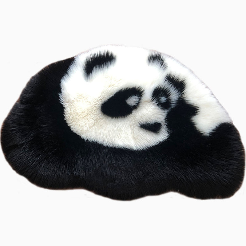 BowLift | Fluffy Kids Rug Black and White Panda Pet Friendly Washable Non-Slip Back Rug for Kids Room