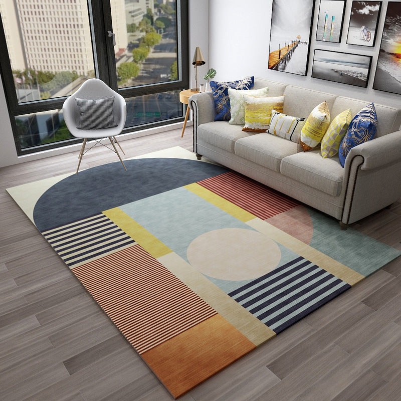 BowLift | Chic Geometric Colorblock Rug Multicolored Nordic Rug Polypropylene Non-slip Washable Pet-friendly Rug for Room