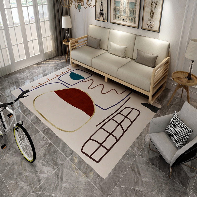 BowLift | Aesthetics Mid-Century Carpet Multicolored Geometric Carpet Stain Resistant Non-Slip Machine Washable Carpet for Living Room