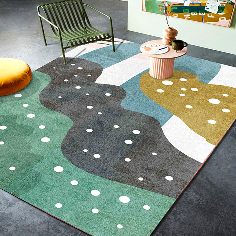 BowLift | Retro Abstract Line Art Rug Multicolored Mid-Century Rug Synthetic Washable Stain Resistant Non-Slip Rug for the Living Room