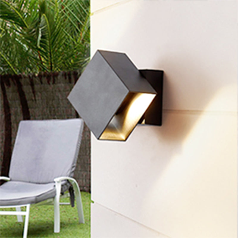 BowLift | Cube Up and Down LED Wall Light Contemporary Metal Black/Grey/White Outdoor Wall Light with Adjustable Angle