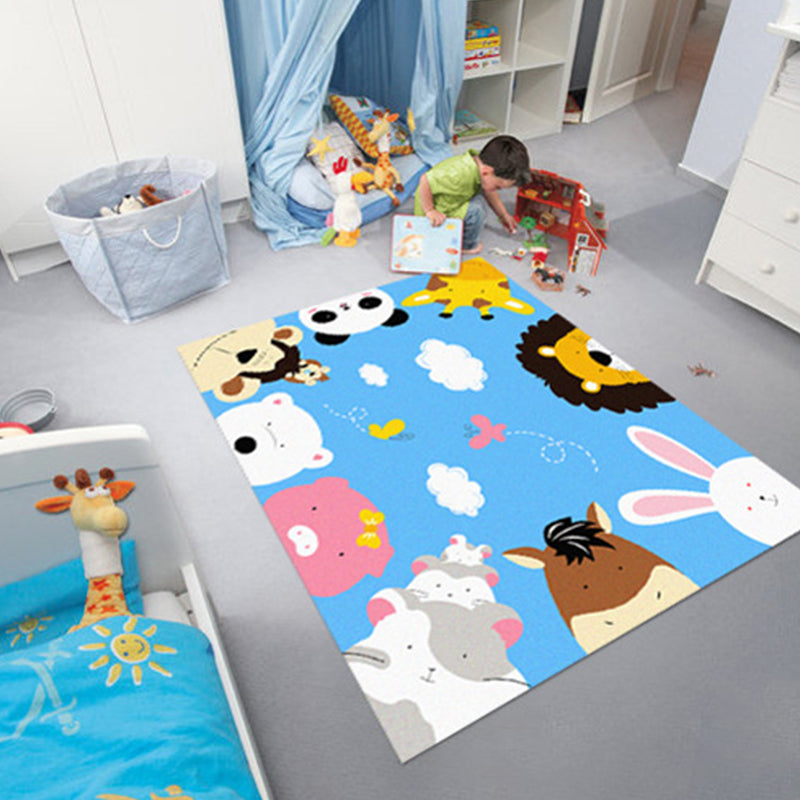 BowLift | Colorful Back for Children Multi Color Animal Pattern Carpet Synthetic Stain Resistant Non-Slip Back Machine Washable Carpet for Preschool