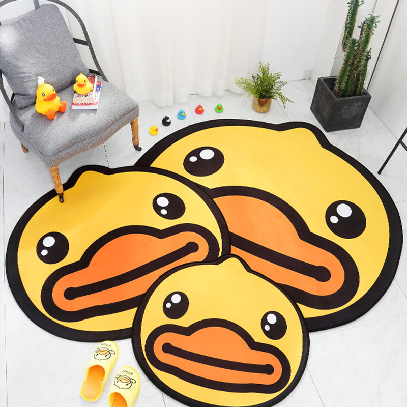 BowLift | Yellow Duck Pattern Carpet Cotton Cartoon Area Rug Non-Slip Back Floor Mat for Kids Room