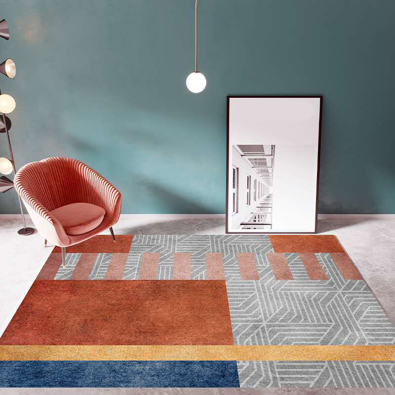 BowLift | Multicolor Living Room Carpet Mid-Century Geometric Carpet Polyester Washable Non-Slip Pet-Friendly Carpet