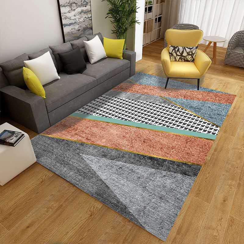 BowLift | Multicolor Living Room Carpet Mid-Century Geometric Carpet Polyester Washable Non-Slip Pet-Friendly Carpet