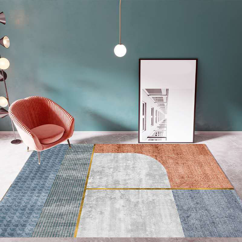 BowLift | Multicolor Living Room Carpet Mid-Century Geometric Carpet Polyester Washable Non-Slip Pet-Friendly Carpet