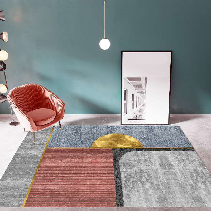 BowLift | Multicolor Living Room Carpet Mid-Century Geometric Carpet Polyester Washable Non-Slip Pet-Friendly Carpet