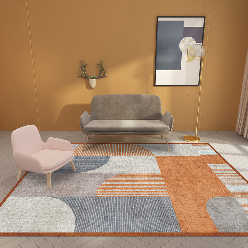 BowLift | Aesthetics Color-Blocking Rug Multi-Color Scandinavian Rug Synthetic Stain Resistant Anti-Slip Backing Pet Friendly Carpet for Room
