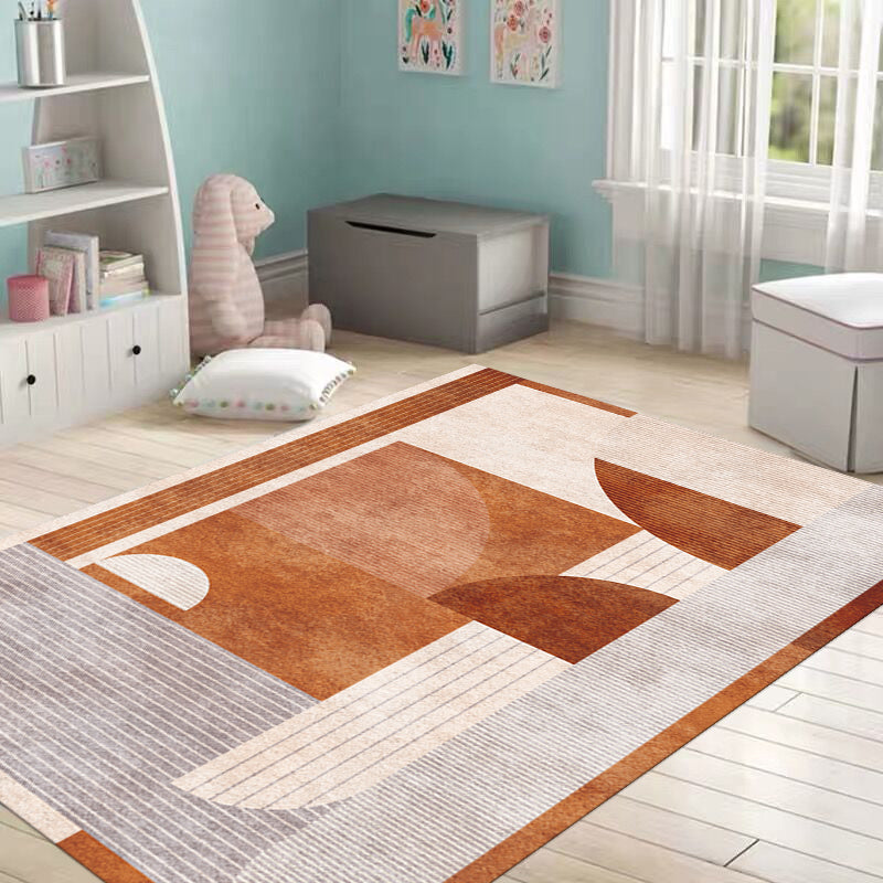 BowLift | Aesthetics Color-Blocking Rug Multi-Color Scandinavian Rug Synthetic Stain Resistant Anti-Slip Backing Pet Friendly Carpet for Room