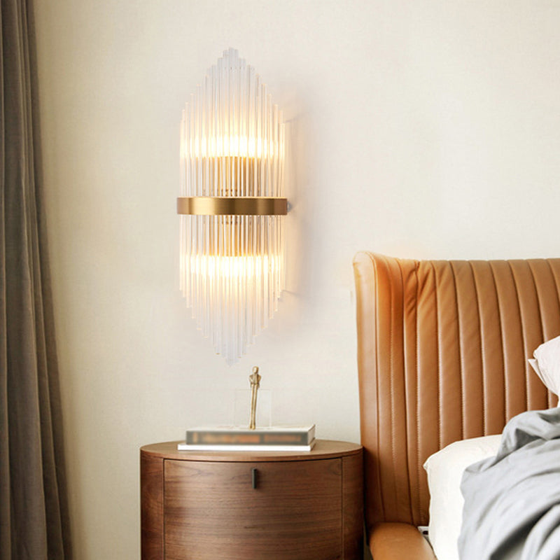 BowLift | Shadow Wall Light Simplicity Crystal Rod 2 Bulbs Living Room Wall Mount Light in Gold