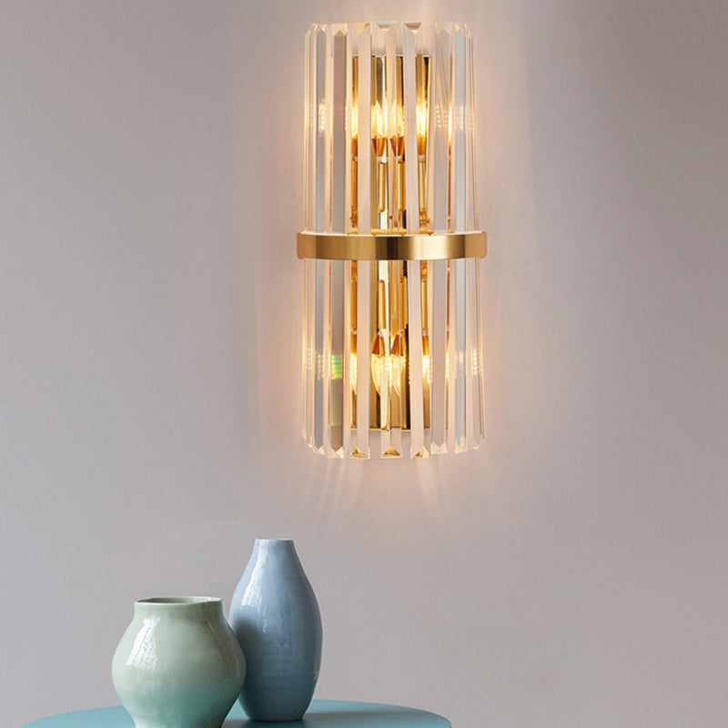 BowLift | Shadow Wall Light Simplicity Crystal Rod 2 Bulbs Living Room Wall Mount Light in Gold