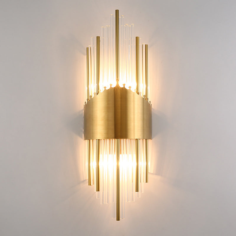 BowLift | Shadow Wall Light Simplicity Crystal Rod 2 Bulbs Living Room Wall Mount Light in Gold