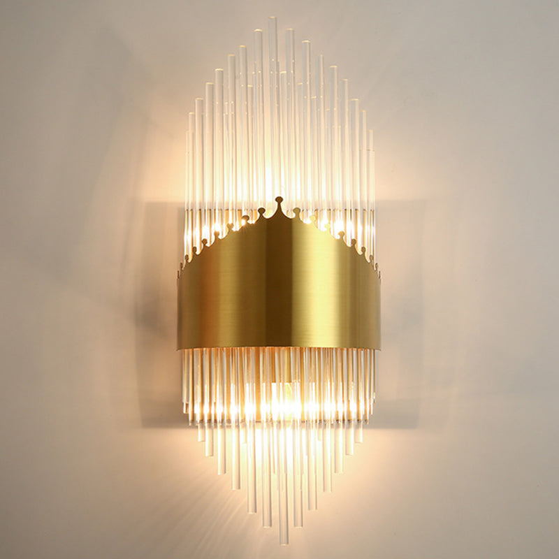 BowLift | Shadow Wall Light Simplicity Crystal Rod 2 Bulbs Living Room Wall Mount Light in Gold