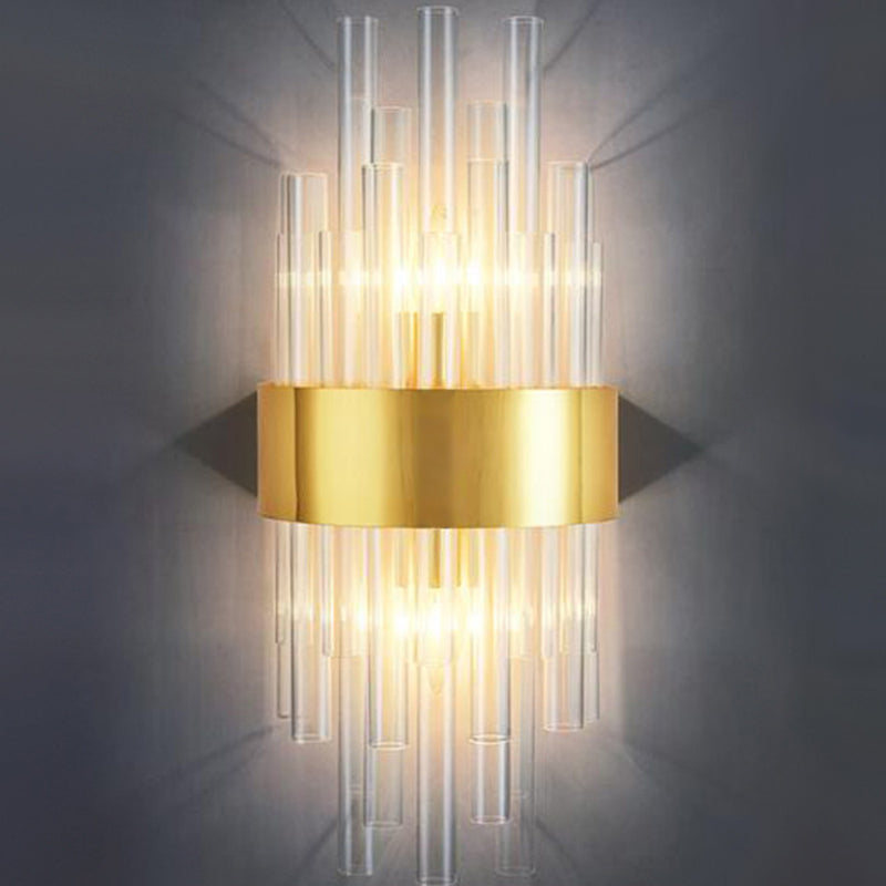BowLift | Shadow Wall Light Simplicity Crystal Rod 2 Bulbs Living Room Wall Mount Light in Gold