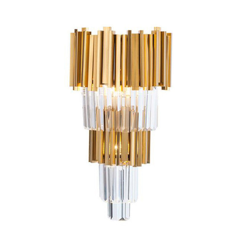 BowLift | Shadow Wall Light Simplicity Crystal Rod 2 Bulbs Living Room Wall Mount Light in Gold