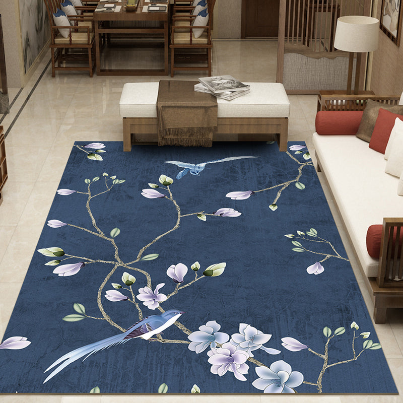 BowLift | Beautiful Multi Color Chinese Carpet Synthetic Floral Print Area Rug Machine Washable Anti-Slip Back Pet Friendly Rug for the Living Room