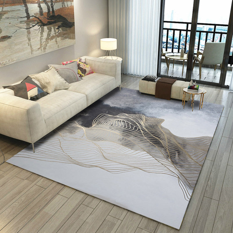 BowLift | Asian Abstract Painting Carpet Multi-Color Polypropylene Area Rug Machine Washable Non-Slip Back Stain Resistant Rug for Large Room