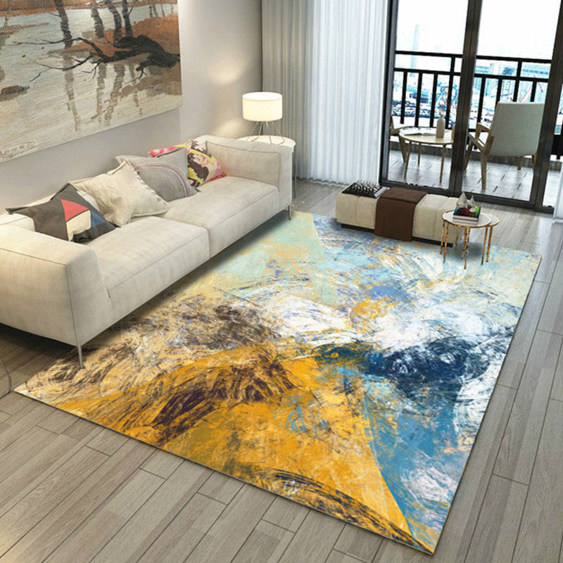 BowLift | Asian Abstract Painting Carpet Multi-Color Polypropylene Area Rug Machine Washable Non-Slip Back Stain Resistant Rug for Large Room