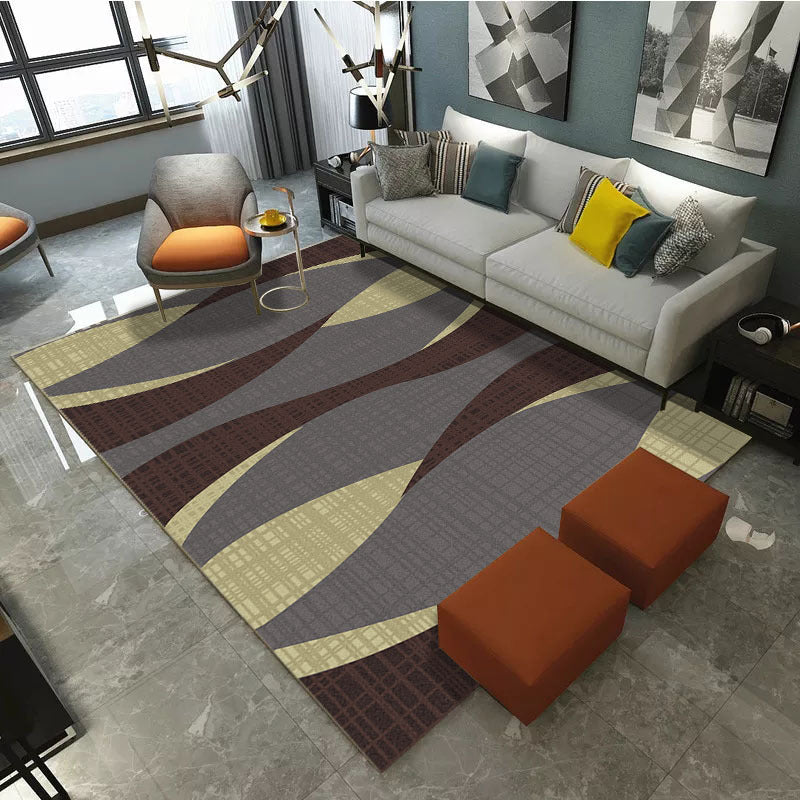 BowLift | Aesthetics Abstract Area Rug Multicolored Industrial Carpet Synthetic Non-slip Stain Resistant Machine Washable Rug for the Living Room