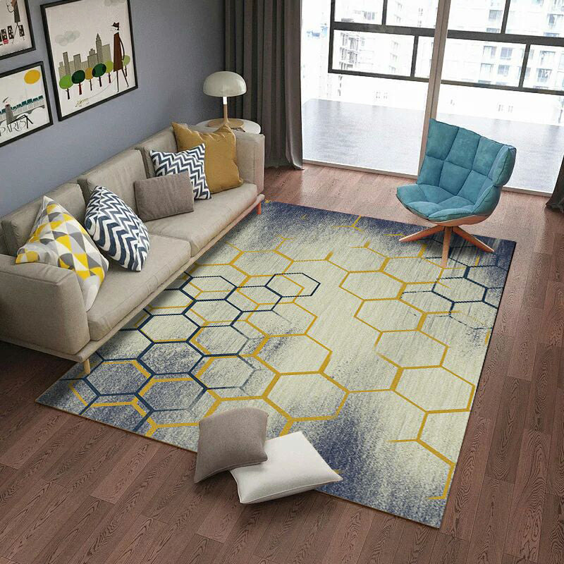 BowLift | Aesthetics Abstract Area Rug Multicolored Industrial Carpet Synthetic Non-slip Stain Resistant Machine Washable Rug for the Living Room