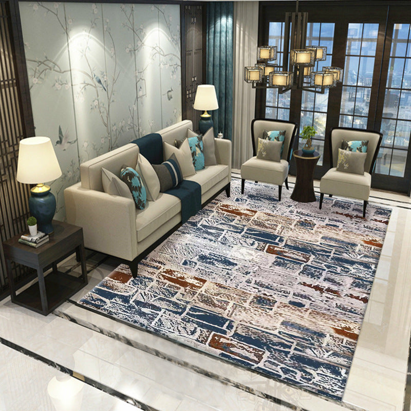 BowLift | Classic Industrial Design Rug Multicolored Postmodernism Rug Stain Resistant Pet Friendly Non-Slip Rug for Room