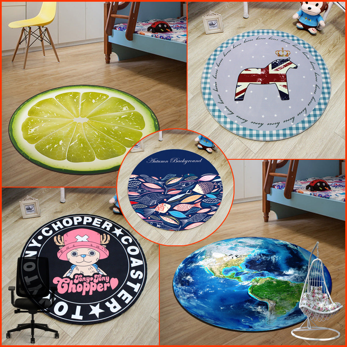 BowLift | Unique 3D Cartoon Rug Multi Color Novelty Rug Polypropylene Non-Slip Back Stain Resistant Washable Rug for Bedroom