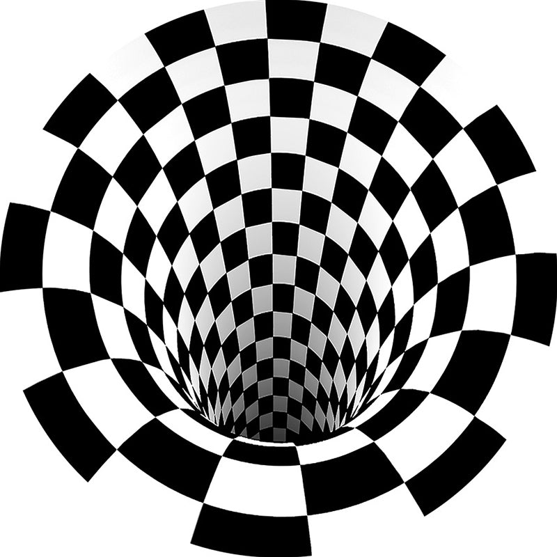 BowLift | Classic 3D Illusion Trapezoid Rug Black and White Modern Rug Polypropylene Non-slip Washable Stain Resistant Rug for Bedroom