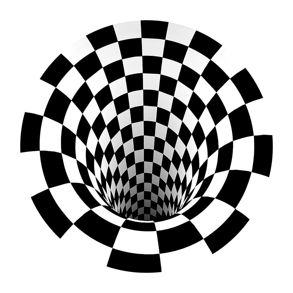 BowLift | Classic 3D Illusion Trapezoid Rug Black and White Modern Rug Polypropylene Non-slip Washable Stain Resistant Rug for Bedroom