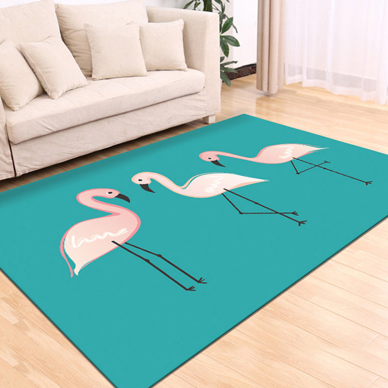 BowLift | Classic Tropix Indoor Rug Colorful Flamingo Rug Non-slip Back Stain-resistant Machine washable Rug for the Living Room