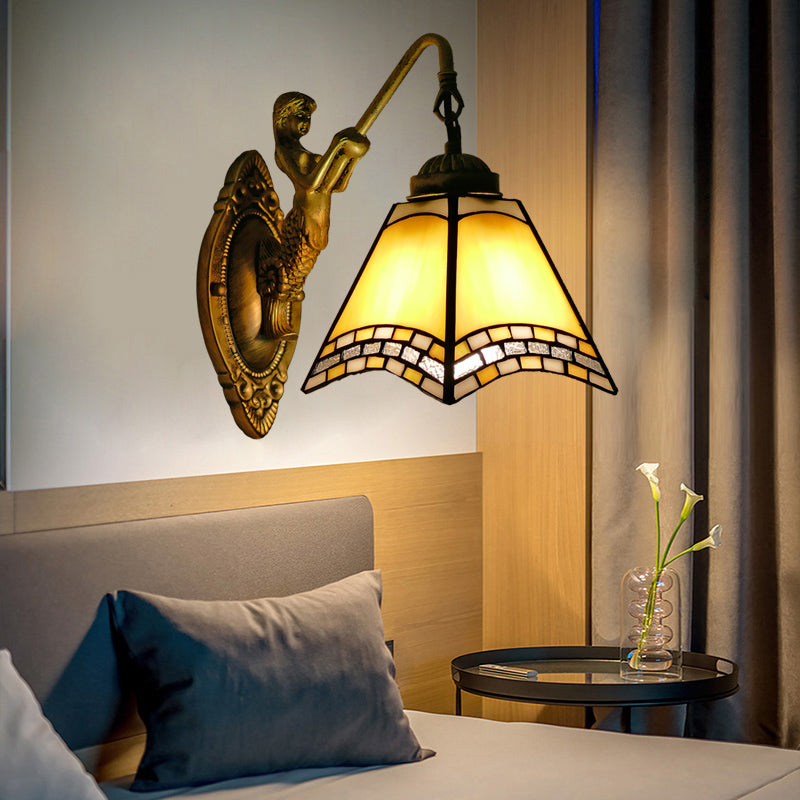 BowLift | Mediterranean Taped Wall Lamp Colored Art Glass Vanity Lighting for Bathroom