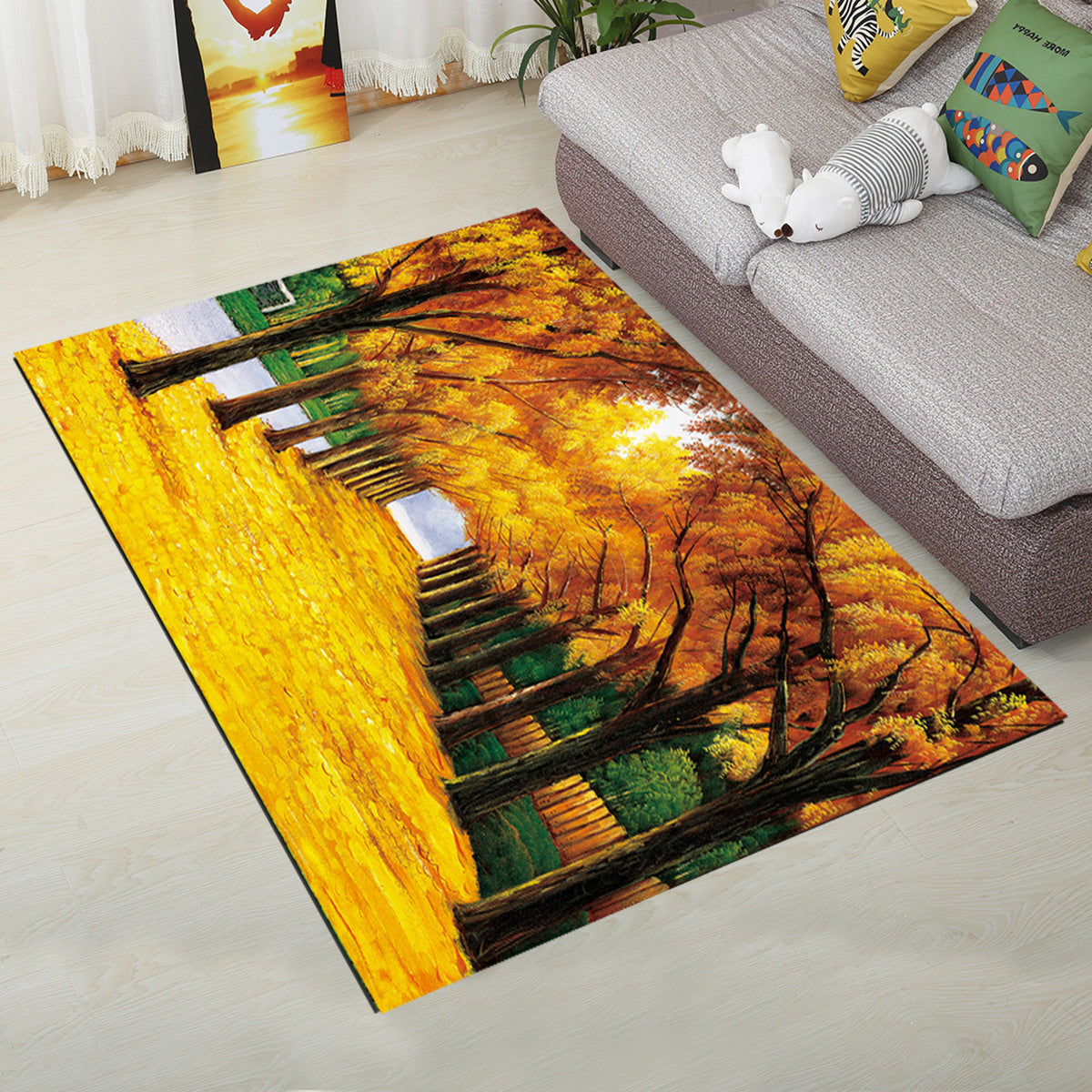 BowLift | Personality Scandinavian Carpet Multi Colors 3D Print Scenery Carpet Washable Non-slip Stain-resistant Rug for Home