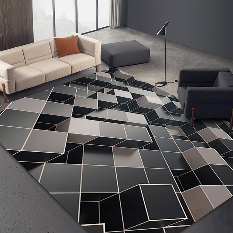 BowLift | Multicolor 3D Illusion Geometry Rug Polyester Modernist Rug Non-Slip Pet-Friendly Machine Washable Rug for the Large Room