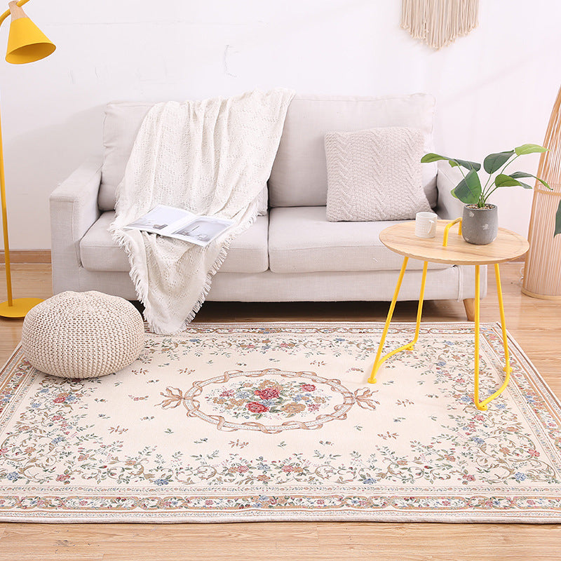 BowLift | Shabby Chic Rustic Area Rug Multicolored Floral Print Carpet Machine Washable Pet-Friendly Non-Slip Rug for Home