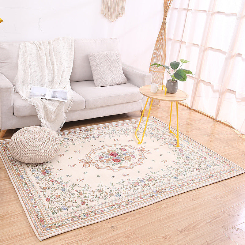 BowLift | Shabby Chic Rustic Area Rug Multicolored Floral Print Carpet Machine Washable Pet-Friendly Non-Slip Rug for Home