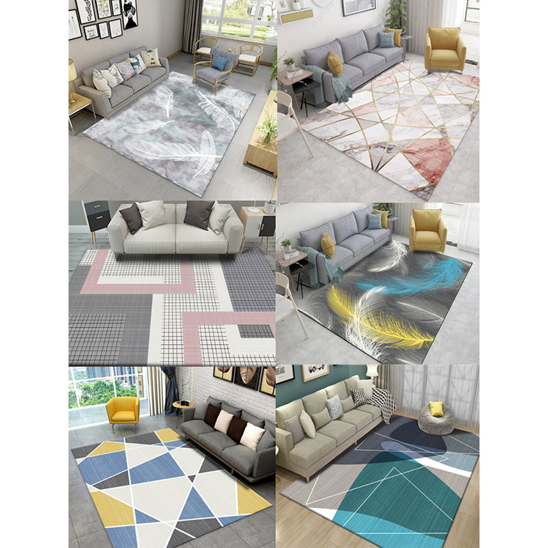BowLift | Beautiful Nordic Style Carpet Multicolor Geometric Color Block Carpet Machine Washable Stain Resistant Non-Slip Carpet for Large Room